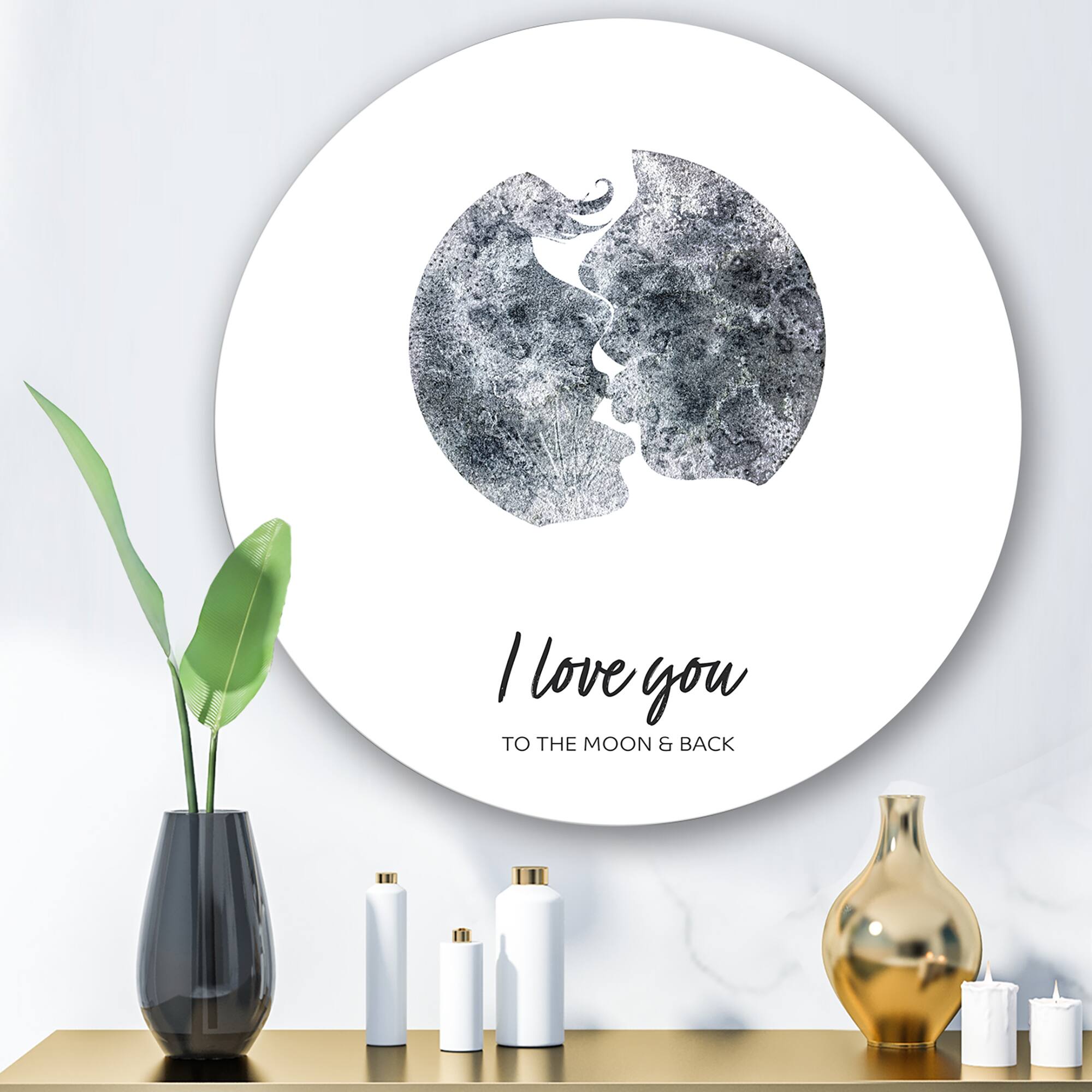Designart - Romantic Moon Kiss of Two Lovers